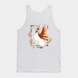 Perplexed - Siamese Fairy Cat with Floral Border Tank Top